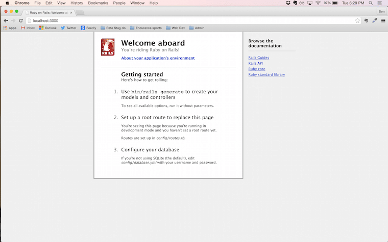 Default Rails welcome screen