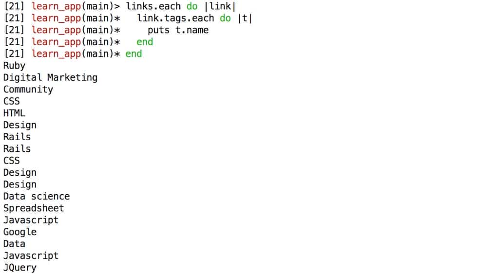 Tags in rails console with eager loading