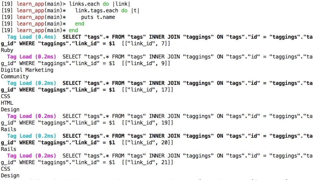 Tags database calls in the terminal
