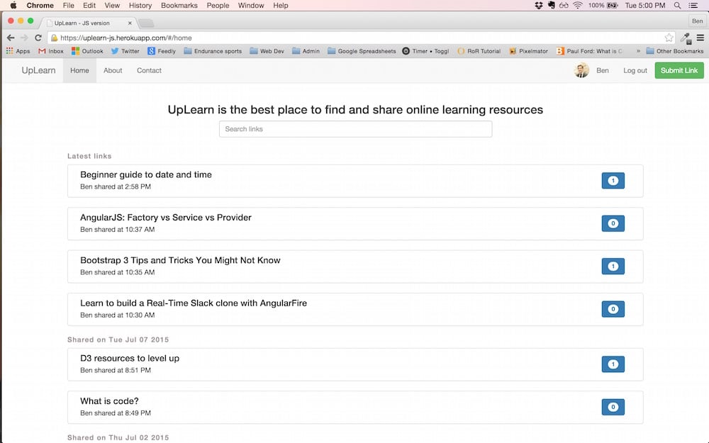 UpLearn-JS screenshot