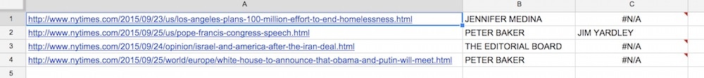 Web scraping results using importXML