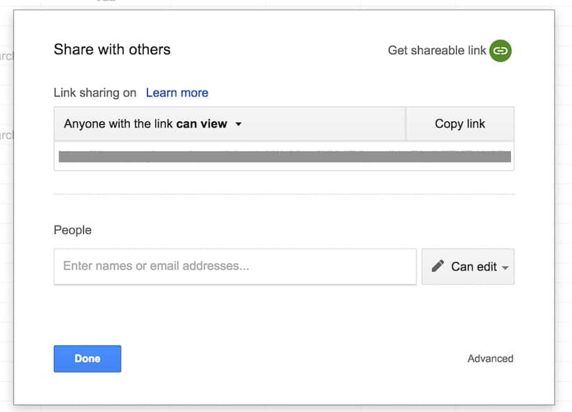 Sharing Google Sheets