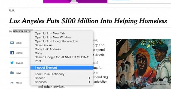 New York Times inspect element selection