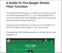 Filter function in google sheets