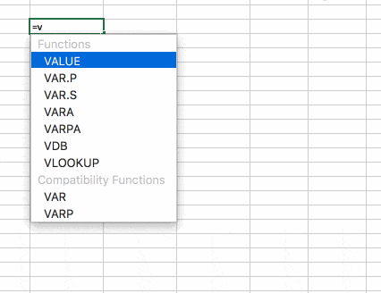 formula tab to auto-complete