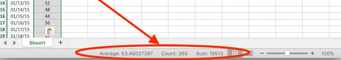 Status bar formulas