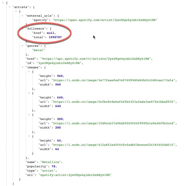 spotify JSON data