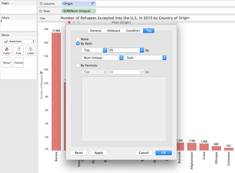 Filter on Top 20 in Tableau