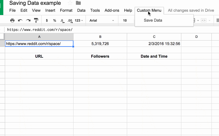 save data in google sheet