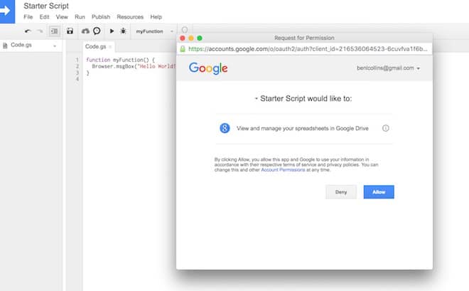 Otorisasi Skrip Google Apps
