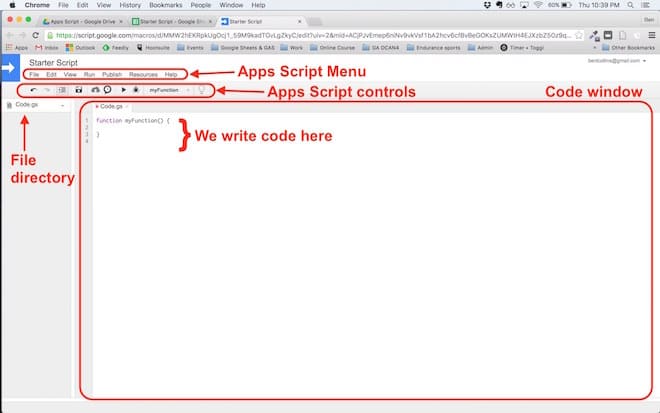 Jendela editor Google Apps Script