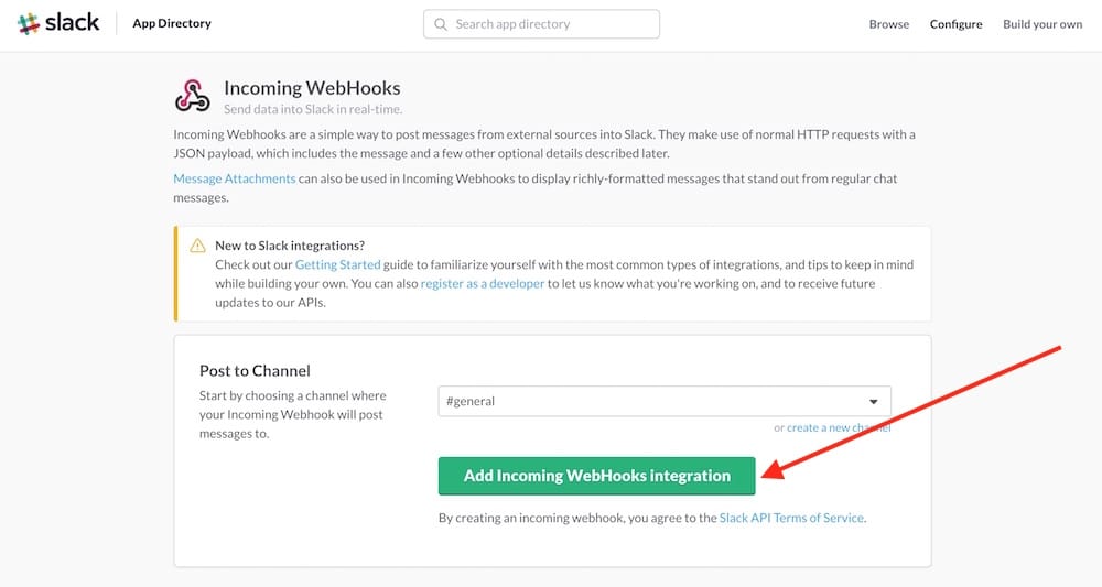 Slack webhook