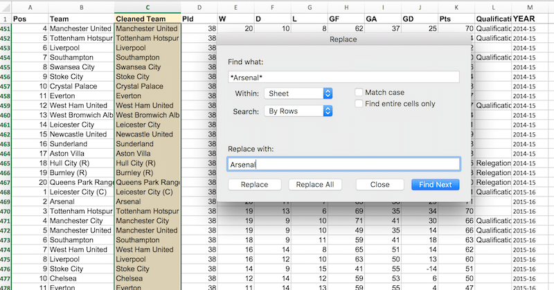 Find and replace wildcard excel