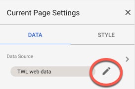 Data Studio edit data menu