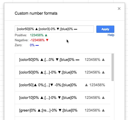 Google Sheets custom number format