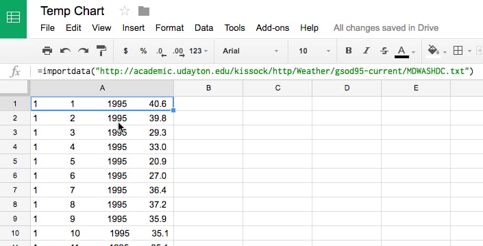 Google Sheets import