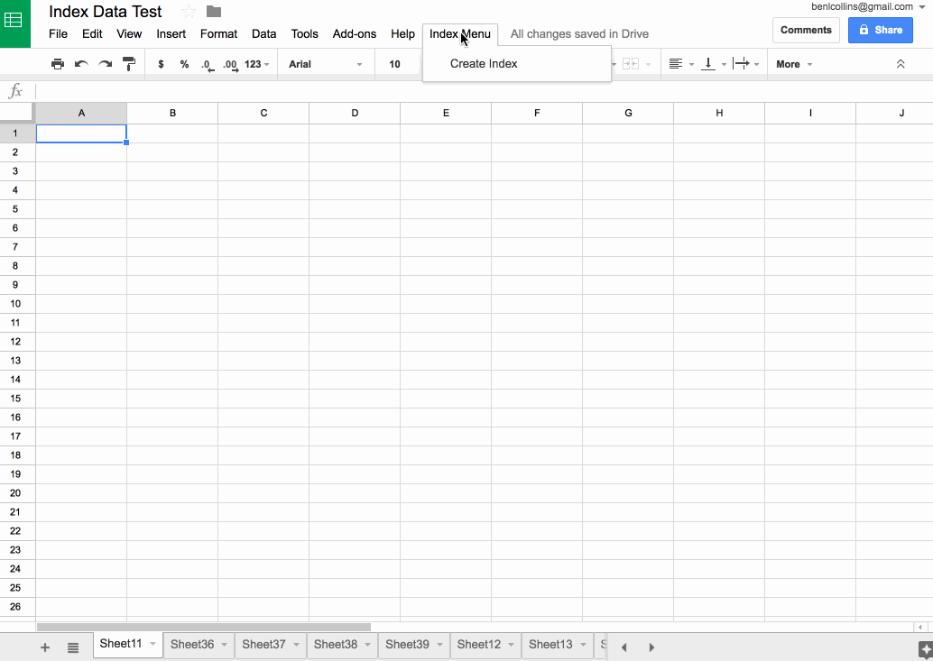 Create hyperlinked index sheet