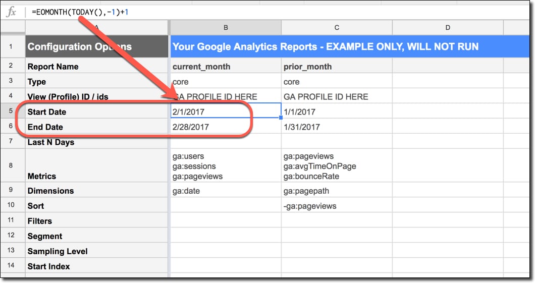 Google Analytics Add-On start and end date