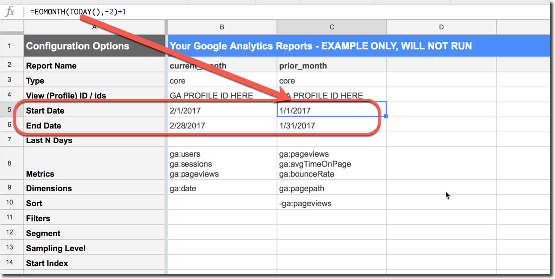 Google Analytics Add-On start and end date
