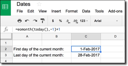 First and last date of current month