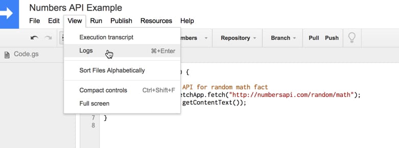 Google Sheets Rest API Integration - Script Logs