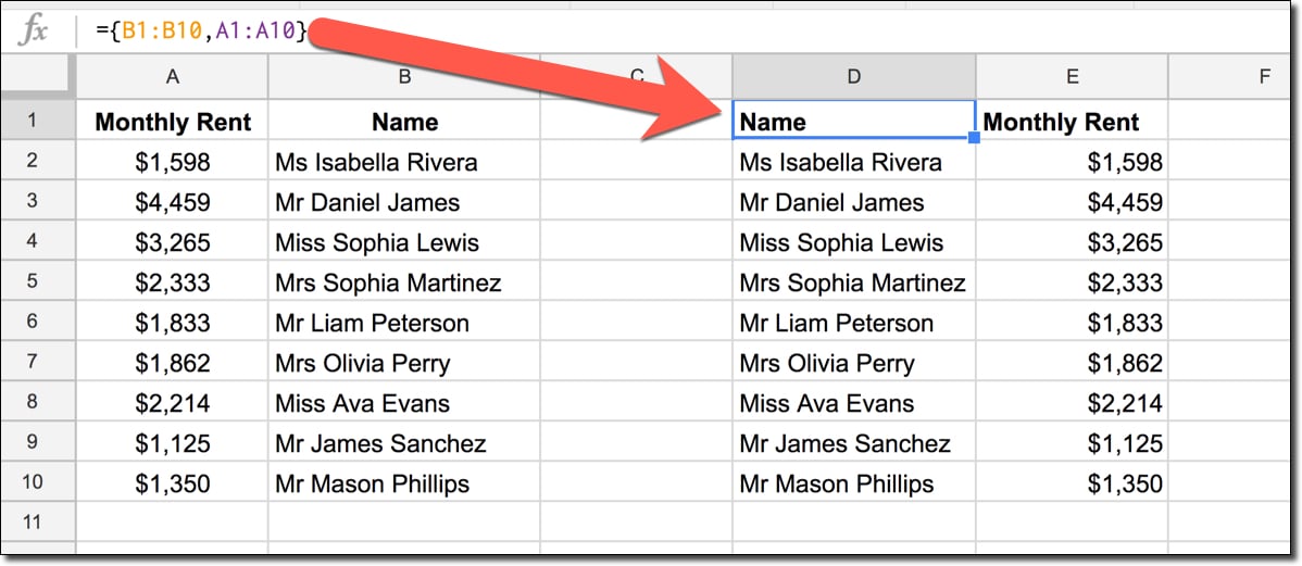 Vlookup left array table