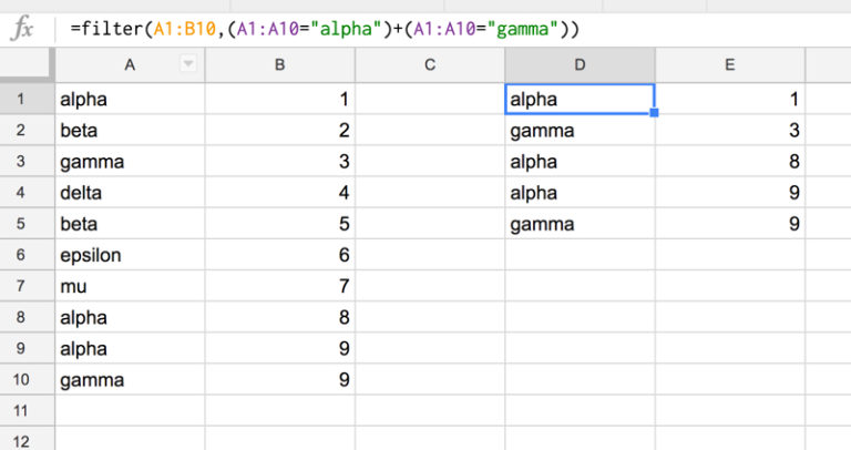 How to use an advanced filter with an OR condition in Google Sheets
