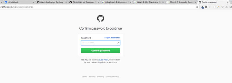 Oauth application password github