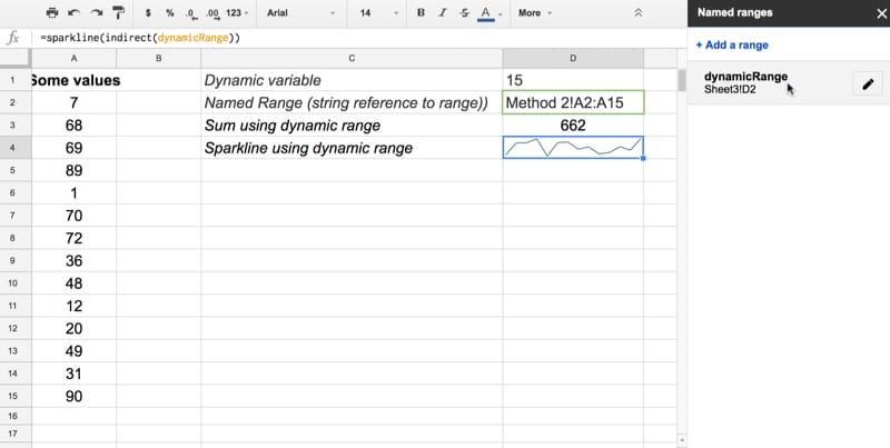 Dynamic named ranges in Google Sheets