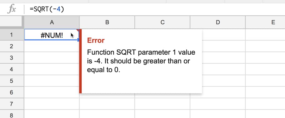 Num error in google sheets