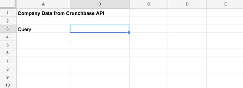google sheet setup for Crunchbase API