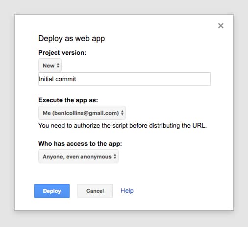 access Google sheets web app