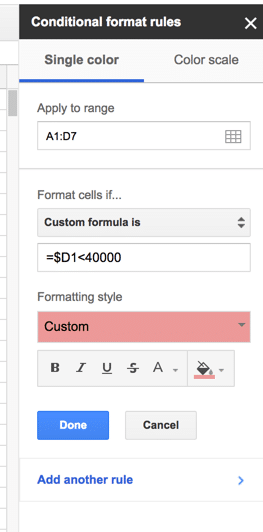 Conditional formatting