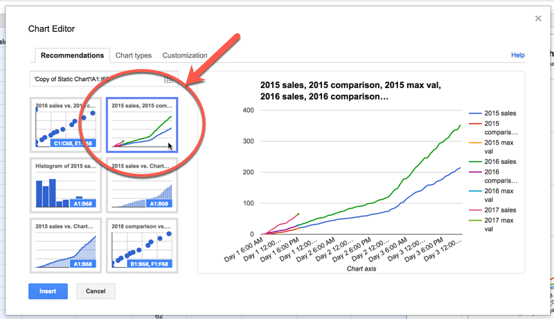 Line graph selection