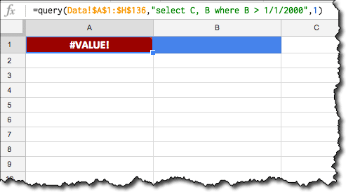 Incorrect dates in the Query function