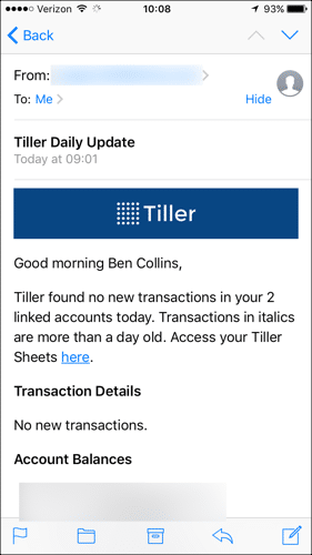 Tiller daily email