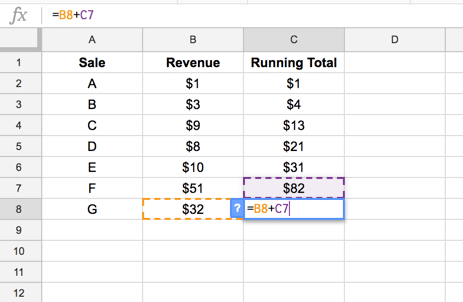 Basic running total formula