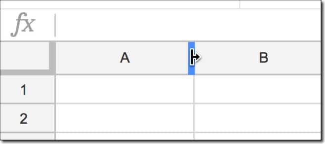 Column width cursor