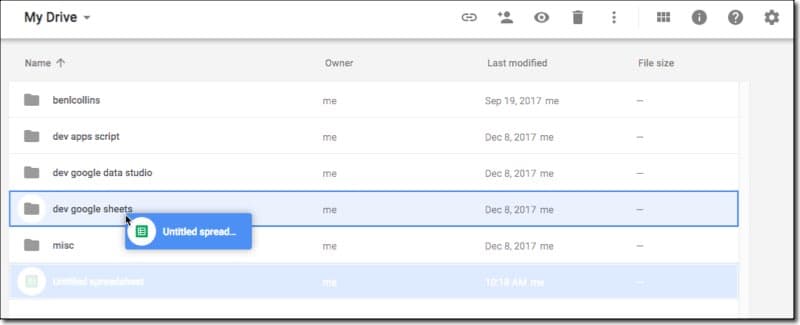 Moving Google Sheet in Drive