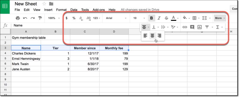 Google Sheets formatting