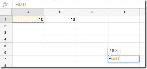 Google Sheets Absolute and Relative references