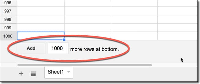 google sheets add more rows button screenshot