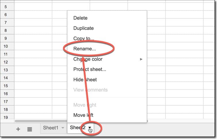 Rename a Sheet in Google Sheets