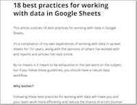 Data Best Practices Google Sheets