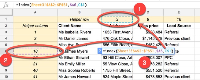 Index match helper columns