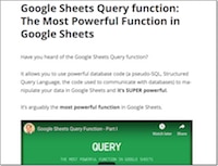 Google Sheets Query Function