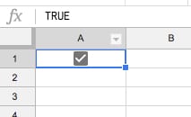 true Google Sheets checkbox