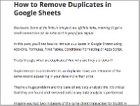 remove Duplicates in Google Sheets