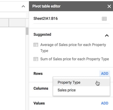 Pivot Table editor