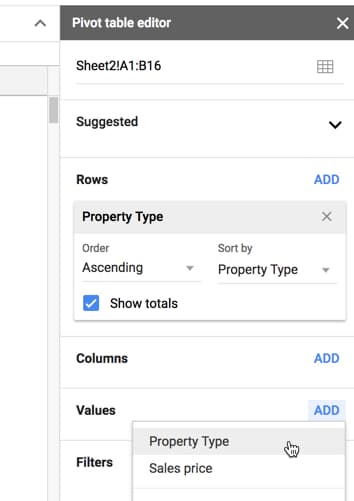 Pivot Table editor